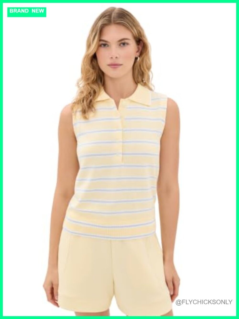 Rue Polo Tank Top Sleeveless Striped Relaxed Fit Mid-Weight Stretch Jersey